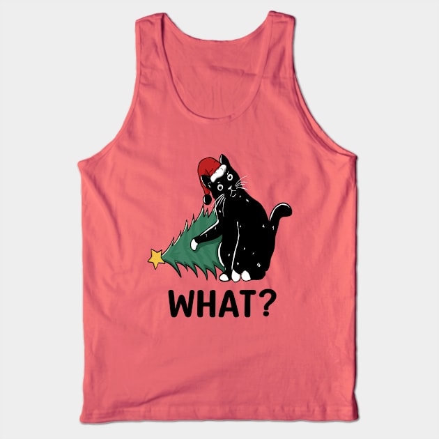 Black Cat Pushing Christmas tree funny xmas Tank Top by Moe99